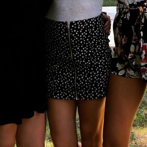 Polka dot tight zipper mini skirt
